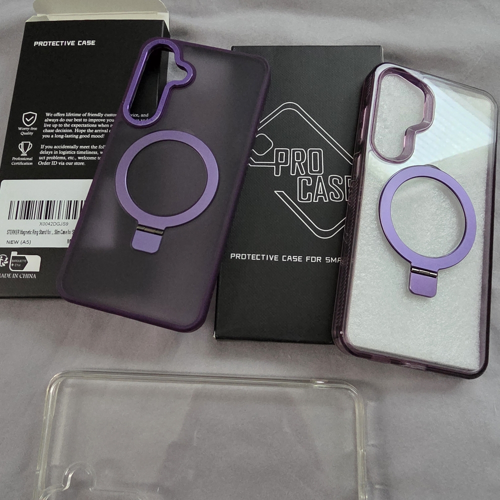 Pre-owned Samsung S24+ (S24 Plus) Purple Phone Case w Ring stand/ Kickstand